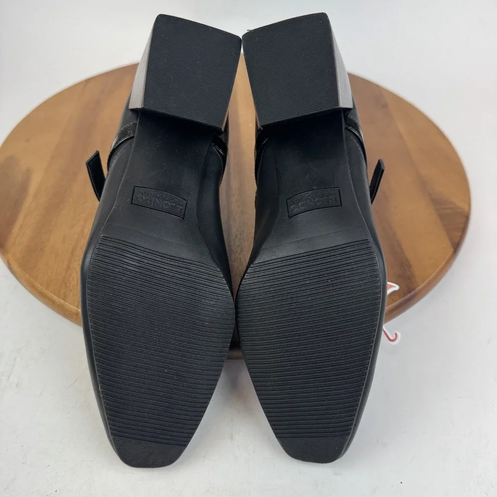 New Womens Blondo Shirley Black Leather Heeled Mary Jane Pumps Size 10 M NWOB - Picture 8 of 9